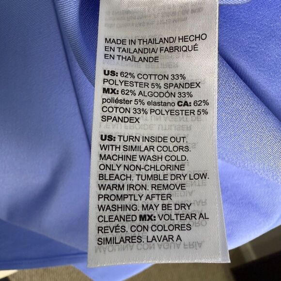 Chico's No Iron Chic Stretch Sz 3 (16) Blue Collared Tunic Large Pearl Buttons - Picture 11 of 12